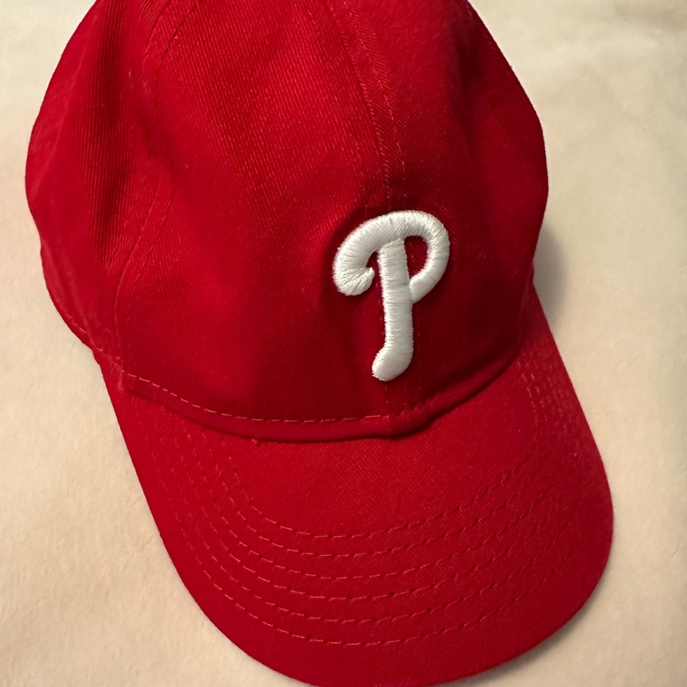 Red Phillies Baseball Cap with White Logo for Infants